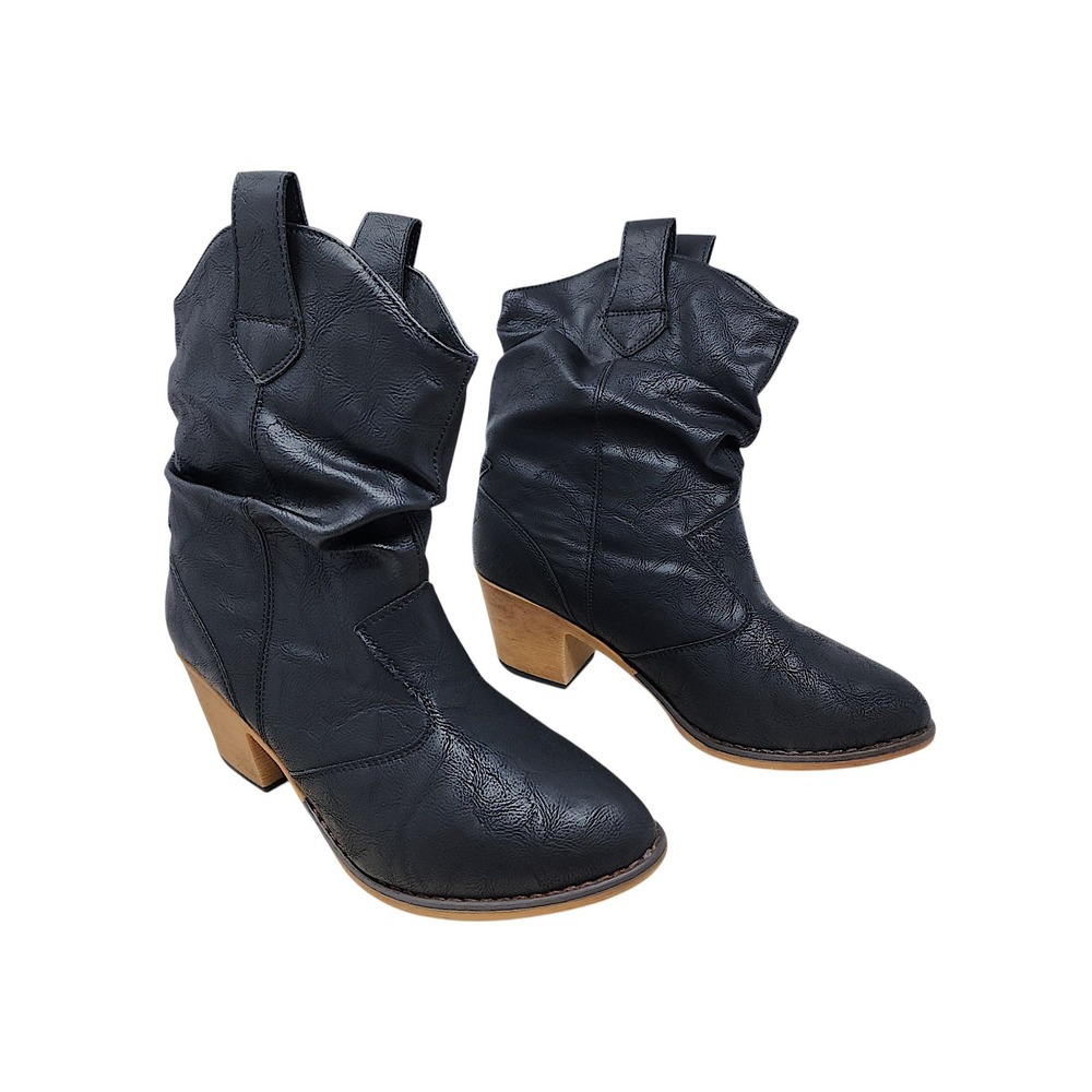 Charles Albert Ankle Boots 8 M Womens Black Slouchy Vegan Western Coastalcowgirl